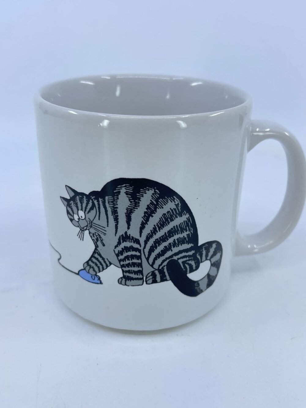 vintage klinab cat mug featuring cat with computer and mouse 1989
